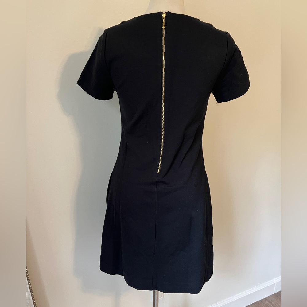 Kate Spade Glimmer Shift Dress Jeweled Neck Black Size 6 pockets stretch - Picture 2 of 7